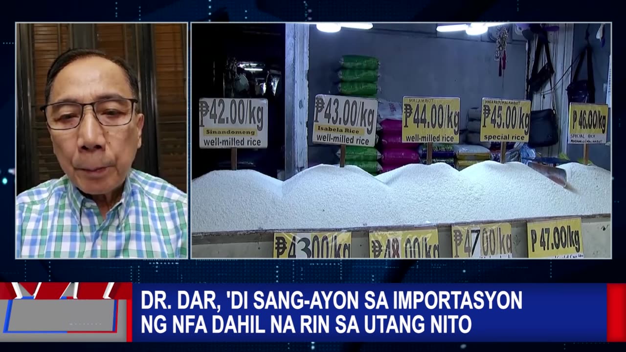 Dr. Dar, 'di sang-ayon sa importasyon ng NFA dahil na rin sa utang nito