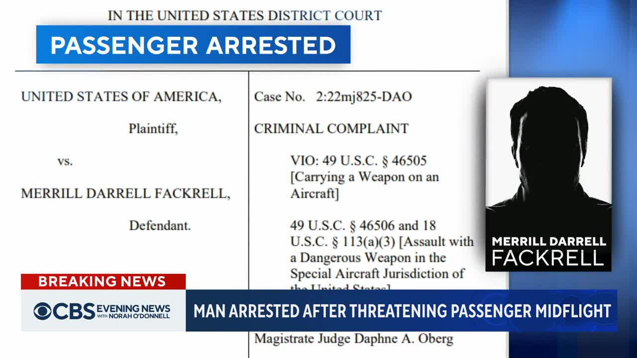 Man faces charges after allegedly threatening passenger with razor blade during flight