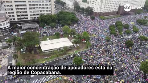 Manifestantes aliados a Bolsonaro vão às ruas no Rio de Janeiro