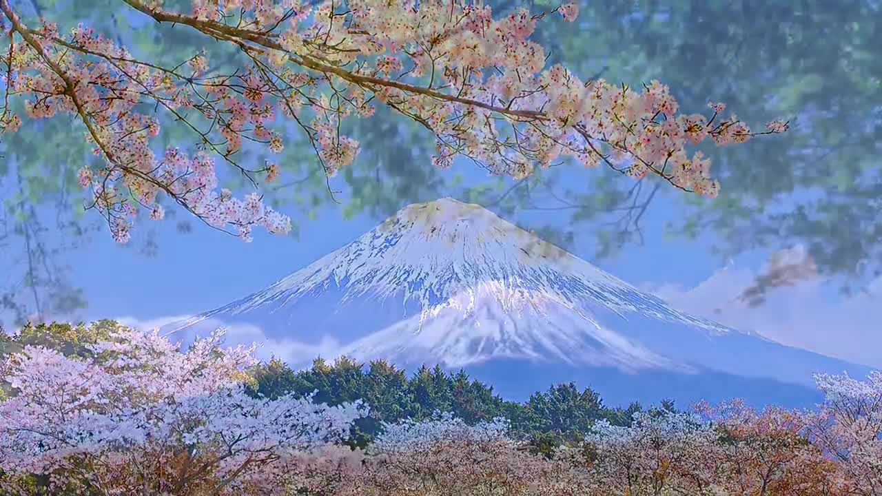 The romantic beauty of the four seasons of "spring, summer, autumn, winter and snow" in Mount Fuji