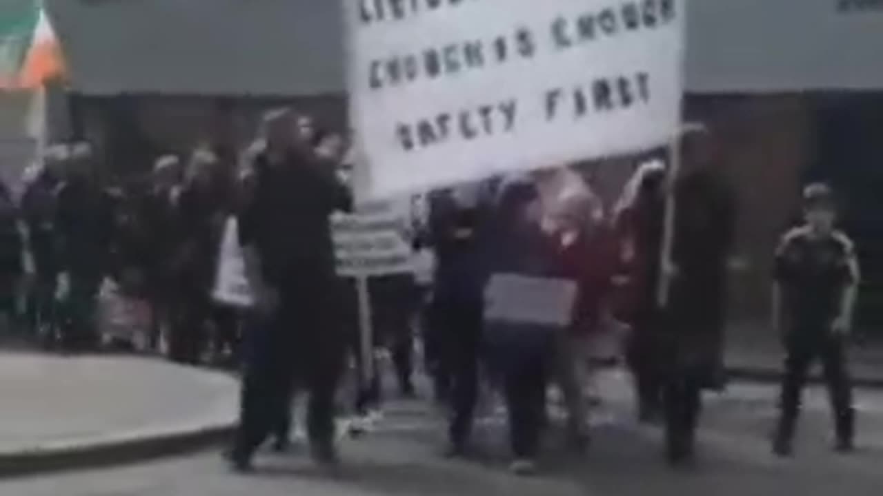 Chants of "house the Irish, not the world" as the people of Listowel hit the streets".