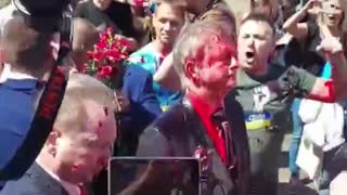 Russian Ambassador Hit With Red Paint While Laying Flowers at Soviet War Memorial in Poland