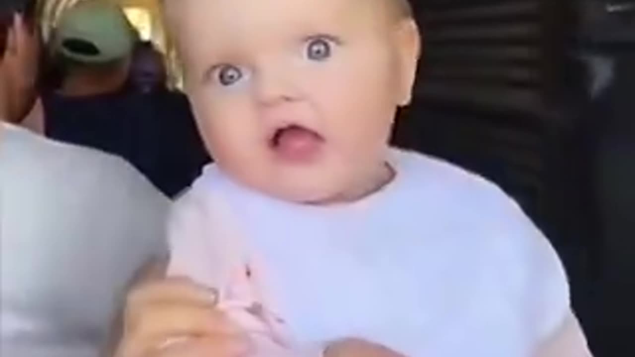 Cute baby's reaction