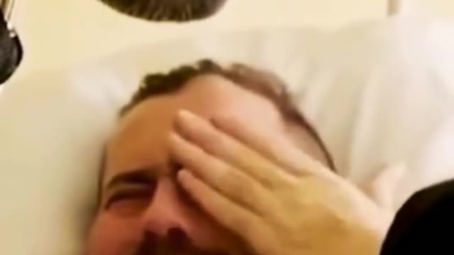 The horse is visiting it's owner in the hospital and they are both crying