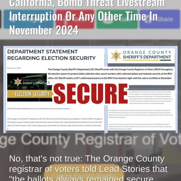 Fact Check: NO Evidence Of Ballot Cheating During Orange County, California Livestream Interruption