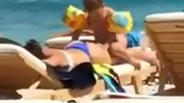 Funny kid on a beach