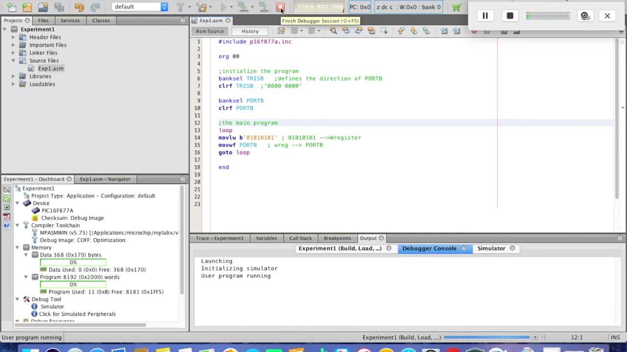 Tutorial (2) Using Output ports in PIC microcontrollers