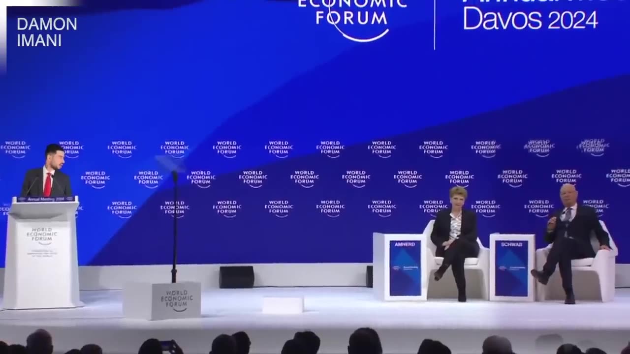 Damon Imani satire on the 2024 Davos meeting.