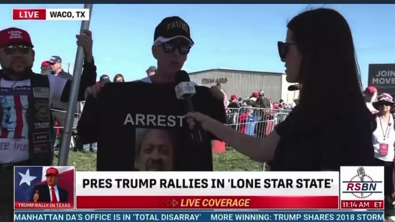 Trump Supporter at rally in Texas: Arrest Alvin Bragg