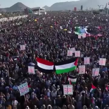 Miliony ludzi protestują w Jemenie Houthi przysięgają zemstę na USA 2024.01.12