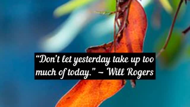 Don’t let yesterday take up too much of today Will Rogers