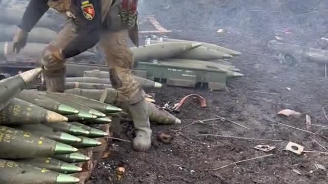 Bakhmut direction: covering a Ukrainian artillery position during a counterbattery fight.