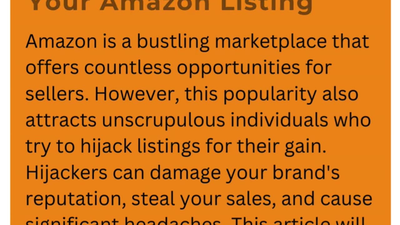 Stop Hijackers on Amazon Tips to Protect Your Amazon Listing