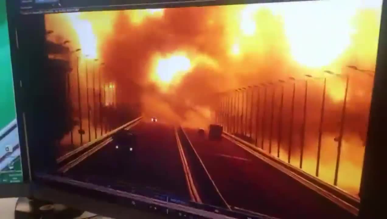 CCTV footage of Massive explosion on Crimea bridge