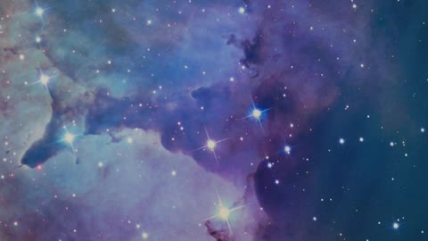 Abstract video of space covered by a nebula and stars