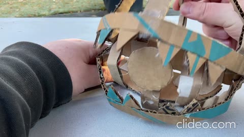 I made my own Chain Chomp monster toy out of cardboard!