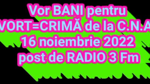 Vor bani pentru AVORT=CRIMĂ de la C.N.A.S. 16 noiembrie 2022, post de RADIO 3FM
