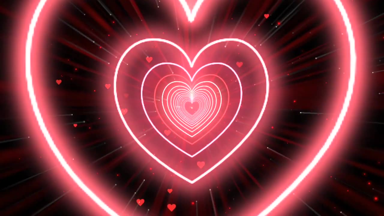 1170. Heart Tunnel❤️Red Heart Background Neon Heart Heart