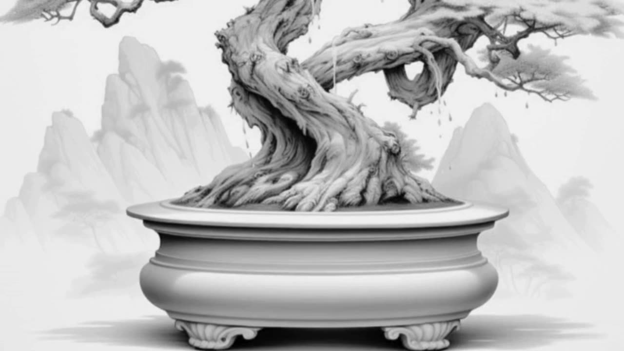 BONSAI TREES - AI Grayscale Coloring Book