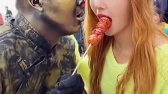 statue prank with hot girl don't try laugh #shorts