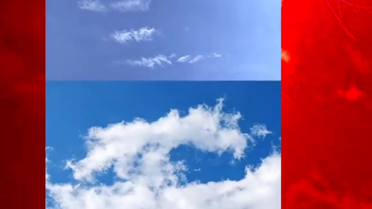 Chemtrails auf blauem Himmel