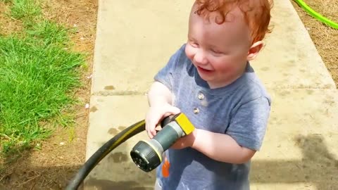 Funny video playing with water