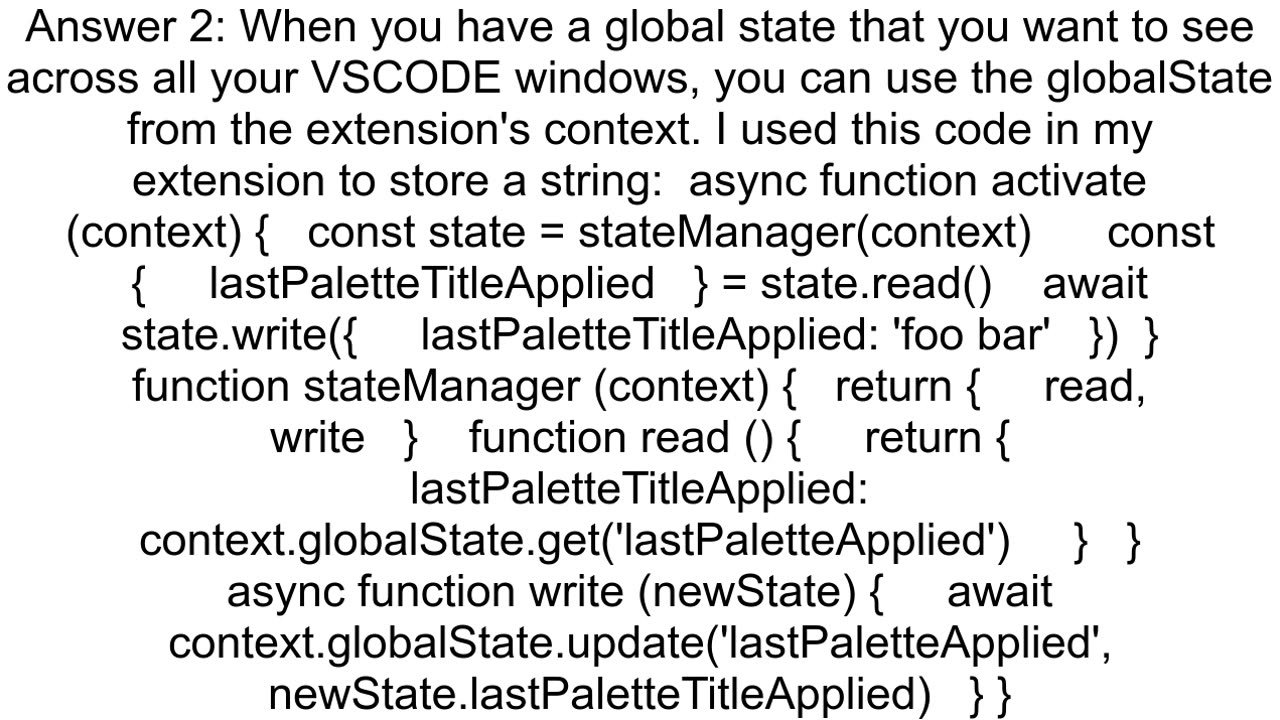 How to persist information for a vscode extension