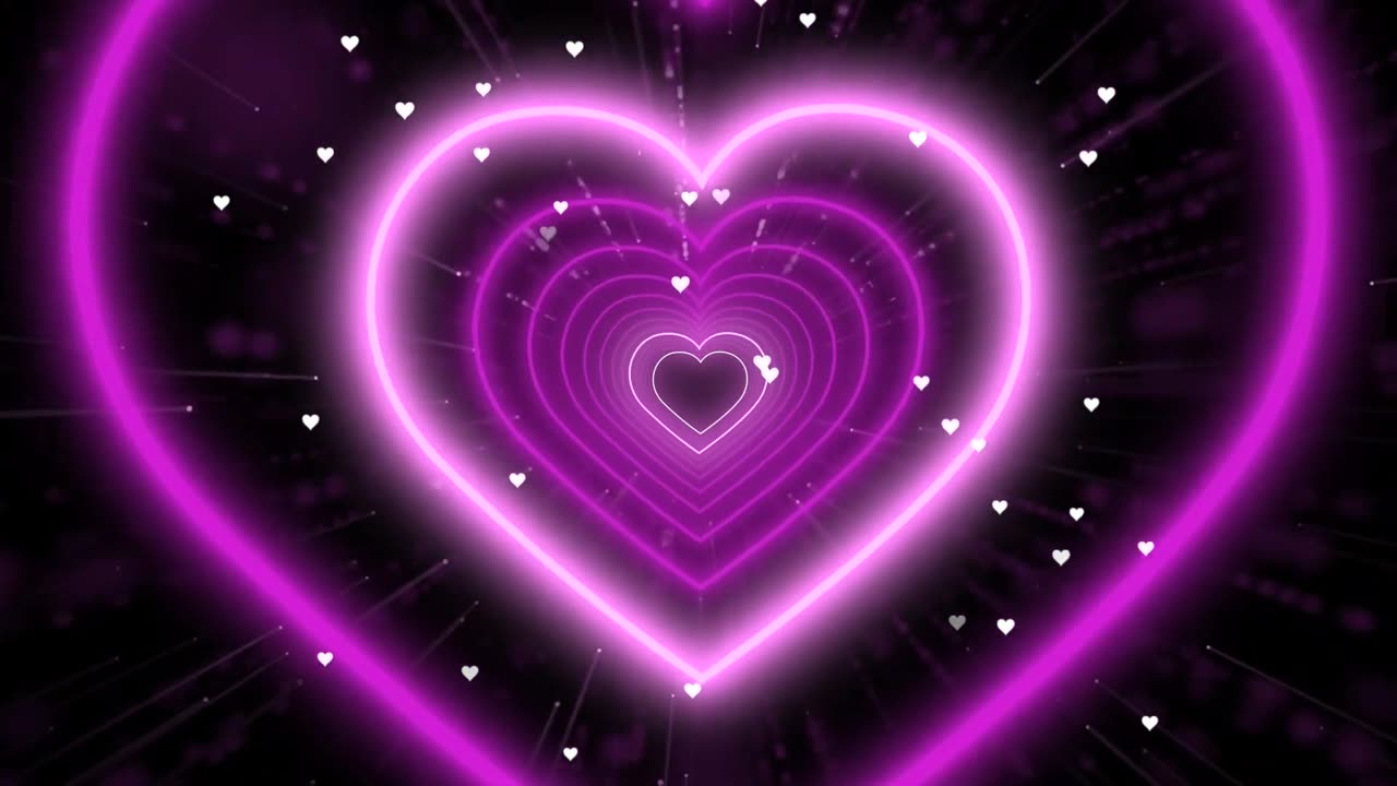 845. Animated Video💜Purple Heart Background Love Heart Tunnel