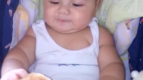 Cute baby learning to speak.