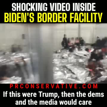 Incredible footage of inside Biden's kids in cages facility.