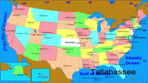 50 States and Capitals of the United States of America | Learn geographic regions of the USA map