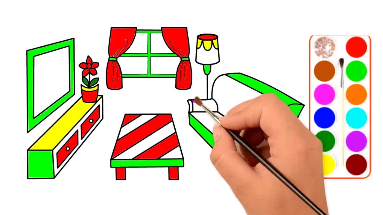 Drawing and Coloring for Kids - How to Draw Living Room