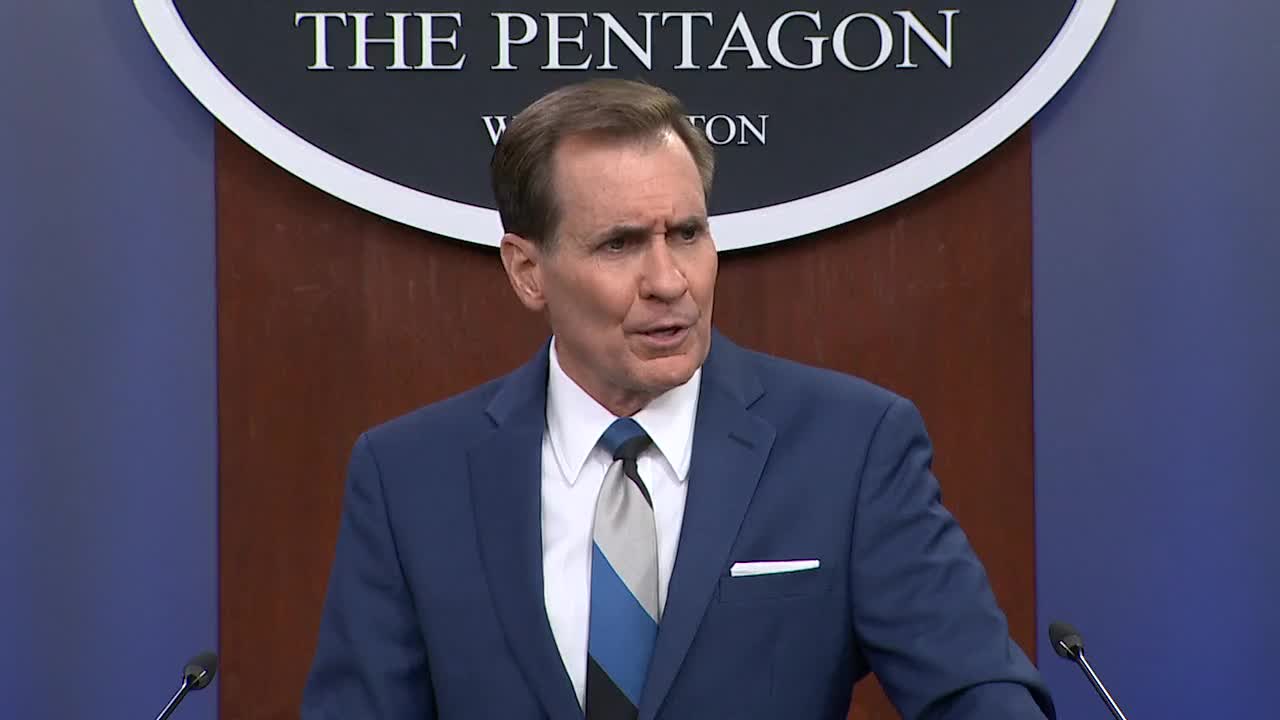 Pentagon Press Secretary John Kirby briefs the media