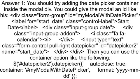 Datepicker Datepicker on Modal zindex