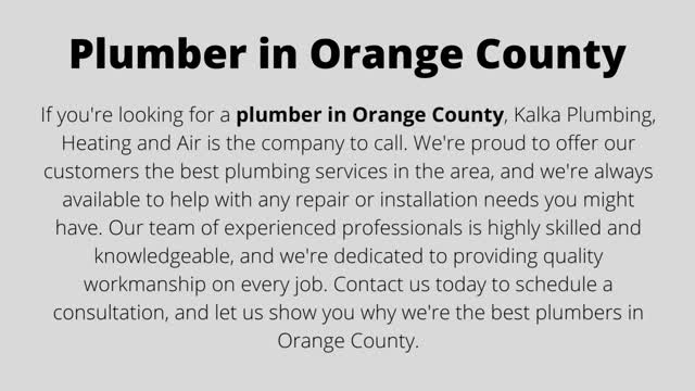 Plumber in Orange County