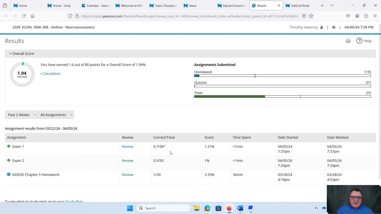 View Results in MyLab