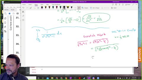 Calculus 2 - Section 7-3-Class Meeting Example of Trig sub