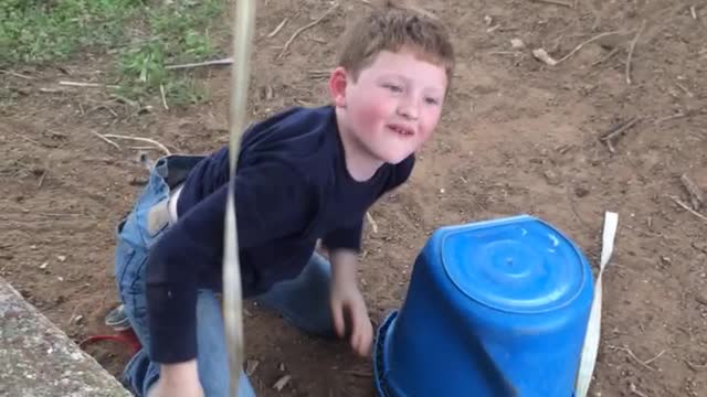 Boy Gives Himself Wedgie, Falls When Rope Attached To His Pants Breaks