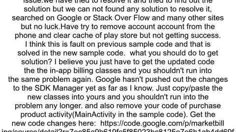 quotError retrieving information from server RPC S7 AEC0quot while testing Google inapp billing