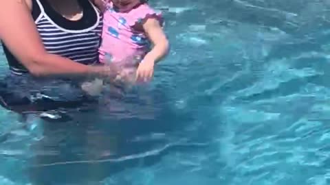 Milas first time in the pool