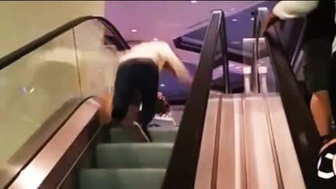 Reverse escalator girl faceplant end