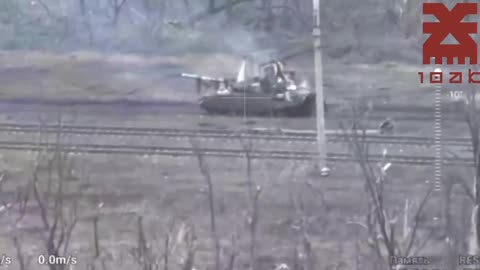 Russian Tank Explodes on the Railroad Tracks