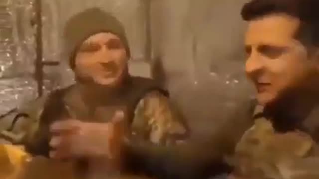 Zelensky (Ukraine's President) having coffee with his troops in Kiev!