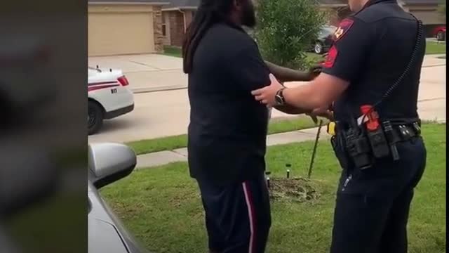 COP ARRESTS RACIAL PROFILING BLACK MAN IN HIS FRONT YARD (YOU LOOK THE SAME?)