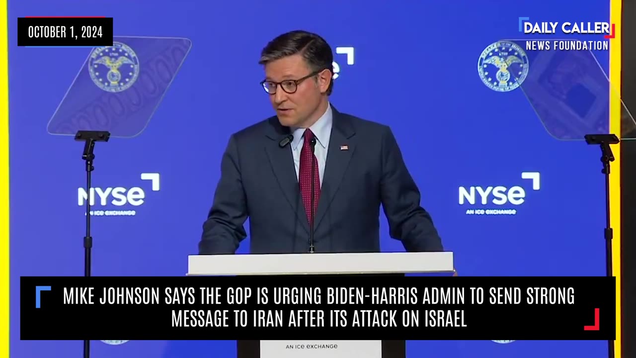 Mike Johnson Says The GOP Is Urging Biden-Harris Admin To Send Strong Message To Iran