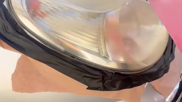 The whole process of polishing car headlights