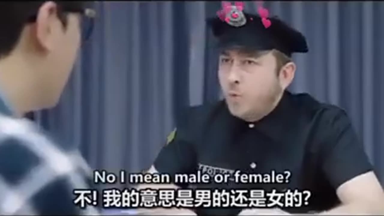 police man asking to Japanese man question