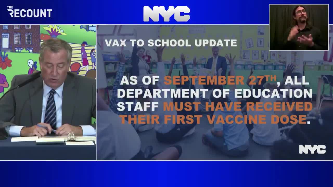 NYC Mayor Bill de Blasio Orders 150.000 Workers To Get Vaccinated