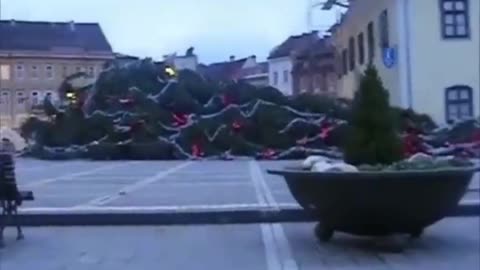 The main Christmas tree collapsed in Romania