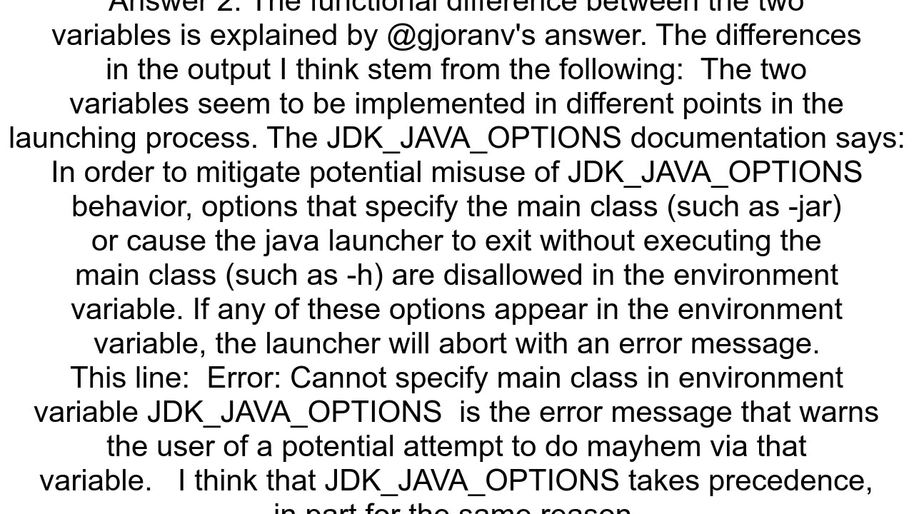 What is the difference between JDK_JAVA_OPTIONS and JAVA_TOOL_OPTIONS when using Java 11